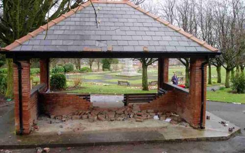  - Centre wall damaged after restoration by vandals.
This was rebuilt by a local builder at his expense