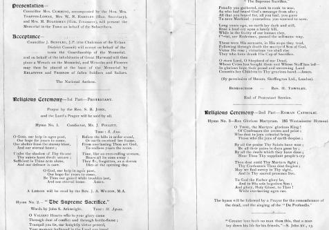  - Unveiling ceremony order of service